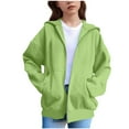 thumbnail image 1 of Favoffer Kids Girls Cat Ear Hoodie Fall Winter Drop Shoulder Zip-Up Long Sleeve Pocket Casual Jacket Lightweight Outerwear Travel Home Play Party 5-15Y, 1 of 7