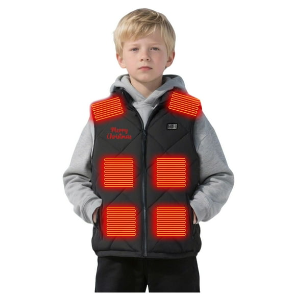 Favoffer Kids Heated Vest Boys and Girls Lightweight Heating Vest Jacket Coat 13-Zone Carbon Fiber Heating Waistcoat Teen 6-17Y