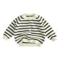 thumbnail image 1 of Favoffer Kids' Knit Cotton Cardigan Stripe Long Sleeve Crewneck Versatile Sweater Jacket, Boys Girls Warm Clothes Casual Daily Outings Toddler 3-9Y, 1 of 4