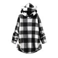 thumbnail image 1 of Favoffer Kids' Plaid Hooded Sweatshirt Long Sleeve Fashion Double-Sided Fleece Winter Warm Top for Daily Campus Outings Gatherings Boys Girls Toddler 4-15Y, 1 of 3