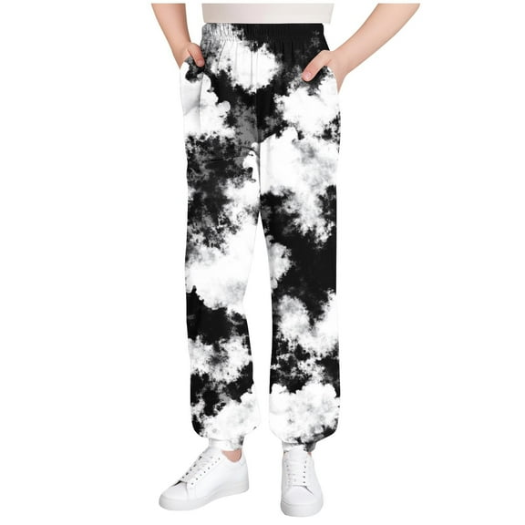 Favoffer Kids Plaid Print Elastic Waist Pants Girl Boy Pocket Casual Homewear Cute Loose Bottom Trousers Long Pants for Daily Play Lounging 3-15Y