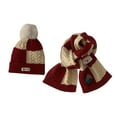 thumbnail image 1 of Favoffer Kids Scarf and Hat Sets Christmas Beanie Winter Warm Scarf Set White Pom-pom Unisex Knitted Striped Caps Wool-Ball Two-Piece Set 1-6Y, 1 of 6