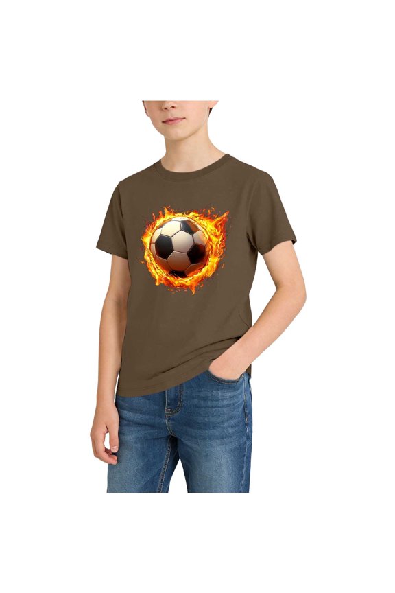 Kids' Short Sleeve T-Shirt Football Print Round Neck Casual Loose Tops for Outdoor Sports Daily Outings Big Kids Boys Girls 2-13Y