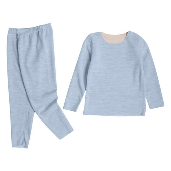Favoffer Kids' Solid 3-Type Thermal Set Fall Crewneck Long Sleeve Undershirt Bottoms Boy Girl Base Layer Winter Warm Home Sleep Casual Teen 1-14Y