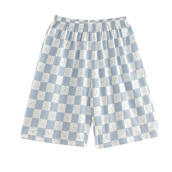 Favoffer Kids' Summer Multi-Color Checkered Bear Graphic Shorts Elastic Waist Cute Lounge Casual Athletic Play Travel 4-15Y