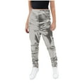 thumbnail image 1 of Favoffer Kids Trousers Summer Faux Leather Elastic Waist Stretch Fabric Dance Pants Soft Stage Performance Outerwear Sizes 3-16Y, 1 of 4