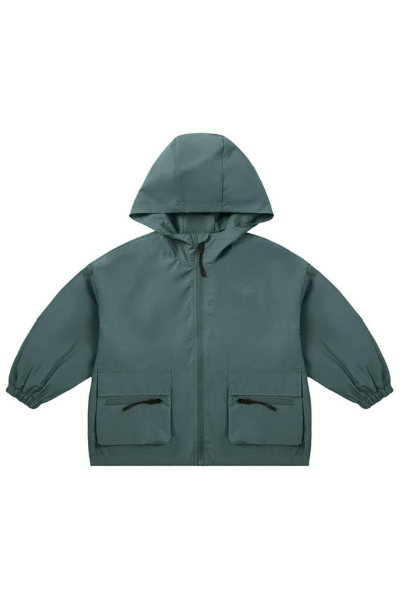 Kids' Windbreaker Waterproof Hooded Jacket Solid Color Toddler Windproof Boys Girls Caot Warm Winter Outwear for Outdoor Hiking Teen 4-13Y