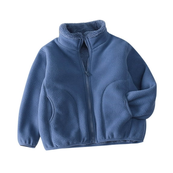 Favoffer Kids' Winter Solid Color Fleece Zip-Up Jacket, Warm Layer for Hiking & Casual Errands, 2-12Y