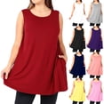 thumbnail image 1 of Favoffer Women's Plus Size Tops Sleeveless Plain Solid Color Loose Oversized Silhouette Casual Tank Top With Double Side Pockets Daily Wear, 1 of 6