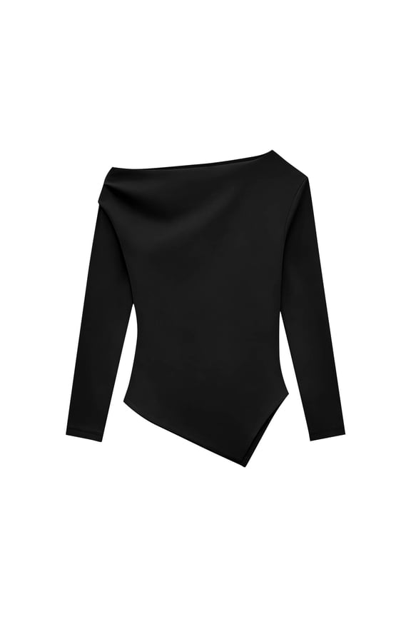 Linen Look Blouse Tops Women's Long Sleeve Asymmetric Ruched Neck Button Detail Shirts Loose Fit Casual Tops Autumn European Style