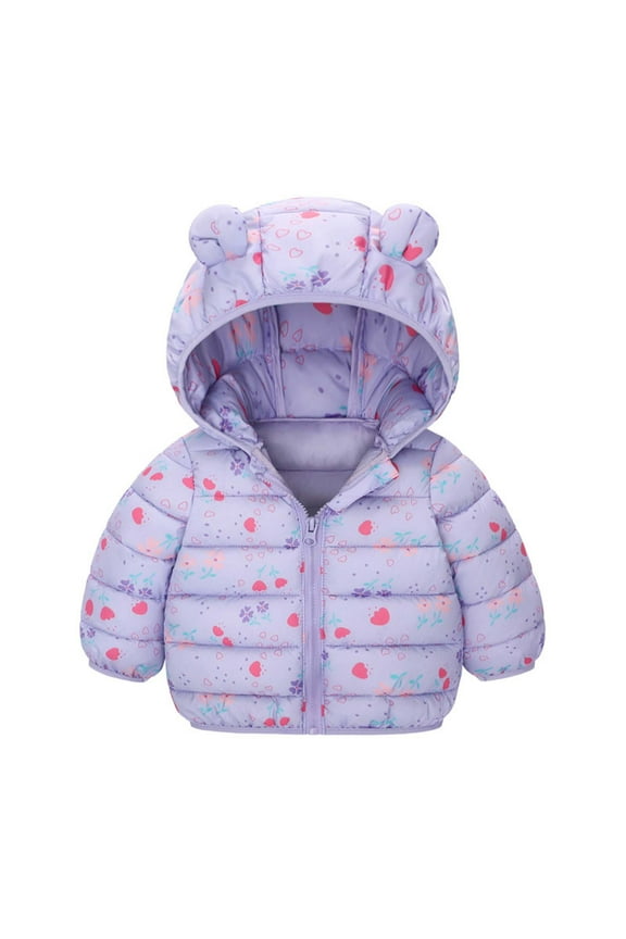 Little Kids Hooded Padded Jacket Coat Windproof Cute Warm Winter Outwear Boys Girls for Daily Party Outdoor Photo Toddlers 1-5Y