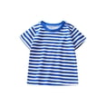 thumbnail image 1 of Favoffer Little Kids Tee Cotton Stripe Sport Casual Top Short Sleeve Round Neck Loose Lightweight Daily Outdoor Vacation Travel Leisure Holiday 2-10Y, 1 of 5