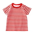 thumbnail image 1 of Favoffer Little Kids Tee Cotton Stripe Sport Casual Top Short Sleeve Round Neck Loose Lightweight Daily Outdoor Vacation Travel Leisure Holiday 2-10Y, 1 of 5