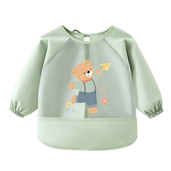 Favoffer Long Sleeve Baby Infant Bibs for Toddlers, Waterproof, Boys Girls Smock with Food Catcher Pocket for Feeding, Eating