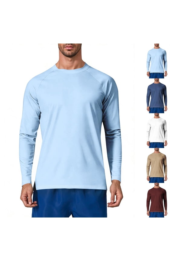 Men's Long Sleeve Tee Round Neck Sun Protection Quick Dry Oversized Loose Shirt for Spring Summer Outdoor Sports Activity