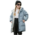 thumbnail image 1 of Favoffer Mid-Length Padded Down Hoodie Winter Kids Fleece Snowboarding Jackets Zip-Up Long Sleeve Fall Warm Coat Daily Travel 2-11Y, 1 of 9