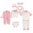 thumbnail image 1 of Favoffer Newborn 8-Piece Set Girl Clothes Bodysuits Boy Printed Long Sleeve Onesies Pants Essentials and Accessories Cotton Breathable 0-3Months, 1 of 5