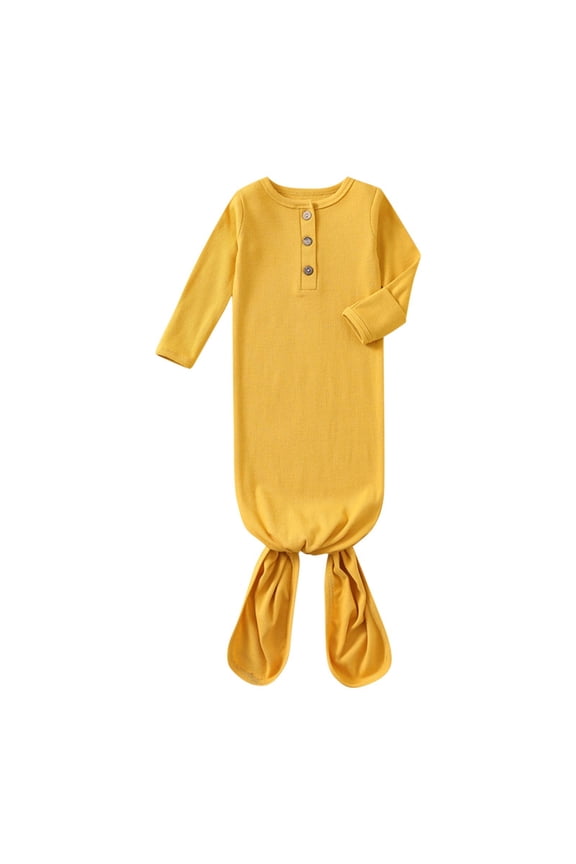 Newborn Boys & Girls Cotton Nightgowns Swaddle Sleeping Bag Neutral Baby Knotted Sleeper Outfit Pajamas for Crib/Sleep/Play 0-6 Months