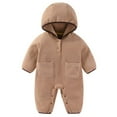 thumbnail image 1 of Favoffer Newborn Boys Girls Thickened Warm Jumpsuit Star Printed Hooded Long Sleeve Romper Onesies Outwear Outfits for Winter Protection Play Travle Home Gift Baby 0-12M, 1 of 3