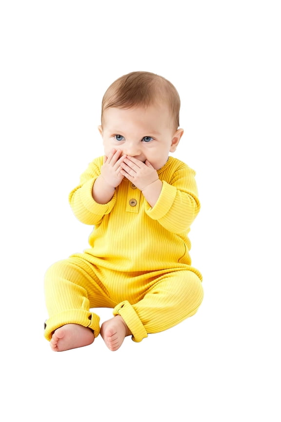 Newborn Clothes Boys Girls Long Sleeve Snaps up Solid Ribbed Knit Baby Infant Outfits Daily, Bedtime, Photos, Walks 0-2Y