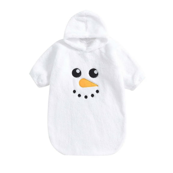 Favoffer Newborn Double-Sided Velvet Hooded Romper Boys Girls Clothes Fall Winter Printed Long Sleeve Cute Jumpsuit Festival Holiday Photo Play 0-6M