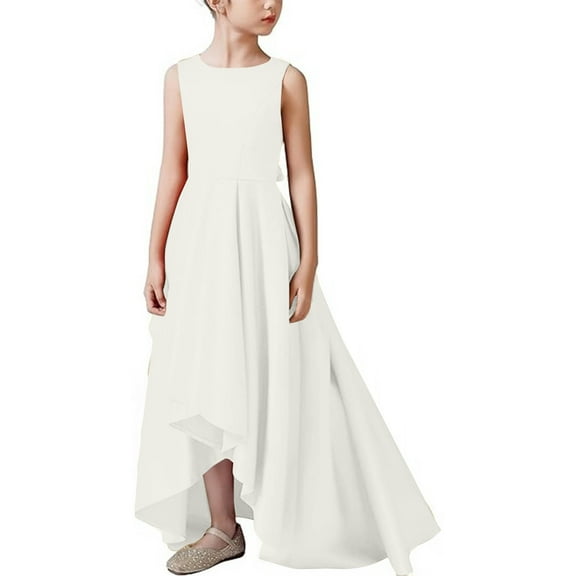 Favoffer Spring Summer Girl's Flowy Waist-Cinched Maxi Dress A-Line Flying Sleeve Dress for Wedding Casual Party Vacation Big Kids 5-13Y