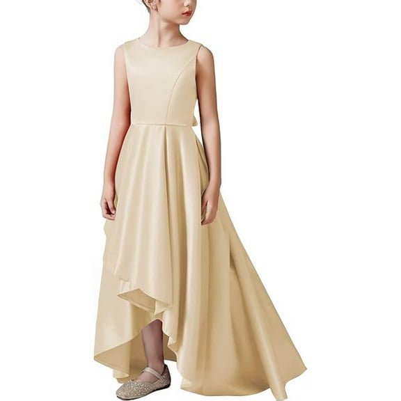 Favoffer Spring Summer Girl's Flowy Waist-Cinched Maxi Dress A-Line Flying Sleeve Dress for Wedding Casual Party Vacation Big Kids 5-13Y