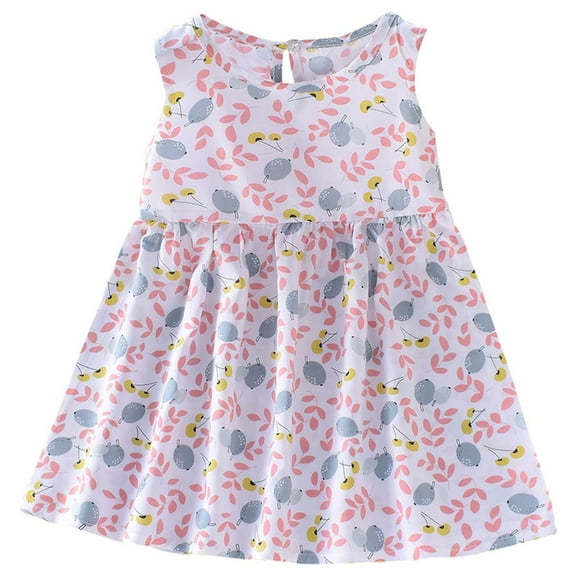 Favoffer Summer Baby Girls Printed Sleeveless Dress,Toddler Graphic Print Sundress, Perfect for Playdates, Birthday, Beach, Casual Daily Wear, Multicolor Clothing 12M-8Y
