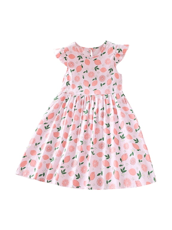 Summer Baby Girls Printed Sleeveless Dress,Toddler Graphic Print Sundress, Perfect for Playdates, Birthday, Beach, Casual Daily Wear, Multicolor Clothing 12M-8Y