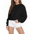 thumbnail image 1 of Favoffer Summer Girls' Crew Neck Lantern Long Sleeve Top Solid Color Basic Fashion Sweatshirt, Casual Home Sports Travel, 5-15Y, 1 of 7