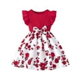 thumbnail image 1 of Favoffer Summer Girls Multicolor Floral Butterfly Print Elegant Dress Flutter Sleeve Round Neck Fit & Flare Princess Dress Casual Party Home Travel 5-10Y, 1 of 8