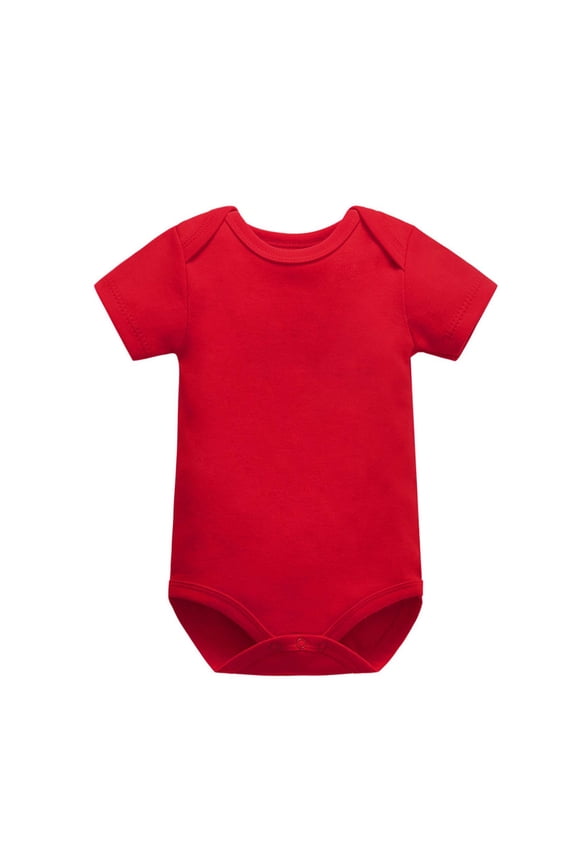 Summer Unisex Baby Solid Cotton Round Neck Romper Toddler Boys Girls Short Sleeve Snug Fit Cute Onesie, for Casual Home Play Gift 0-24M