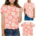 thumbnail image 1 of Favoffer Summer Unisex Kids Multicolor Daisy Graphic Tee Loose Fit Round Neck Short Sleeve Cute Stretchy Top Casual Daily Photo Gift 3-14Y, 1 of 9