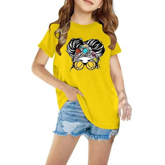 Favoffer Summer Unisex Kids Multicolor Daisy Graphic Tee Round Neck Short Sleeve Cute Regular Fit Top Casual Travel Photo Home 3-10Y