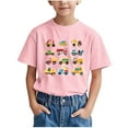 thumbnail image 1 of Favoffer Summer Unisex Kids Multicolor Excavator/Shark Graphic Round Neck Short Sleeve Playful Casual Tee Travel Camping 3-15Y, 1 of 6