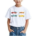 thumbnail image 1 of Favoffer Summer Unisex Kids Multicolor Excavator/Shark Graphic Round Neck Short Sleeve Playful Casual Tee Travel Camping 3-15Y, 1 of 6