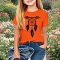 thumbnail image 1 of Favoffer Summer Unisex Kids Orange Dreamcatcher Graphic Top Round Neck Short Sleeve Loose Casual Tee Travel Camping Home Party 2-13Y, 1 of 3