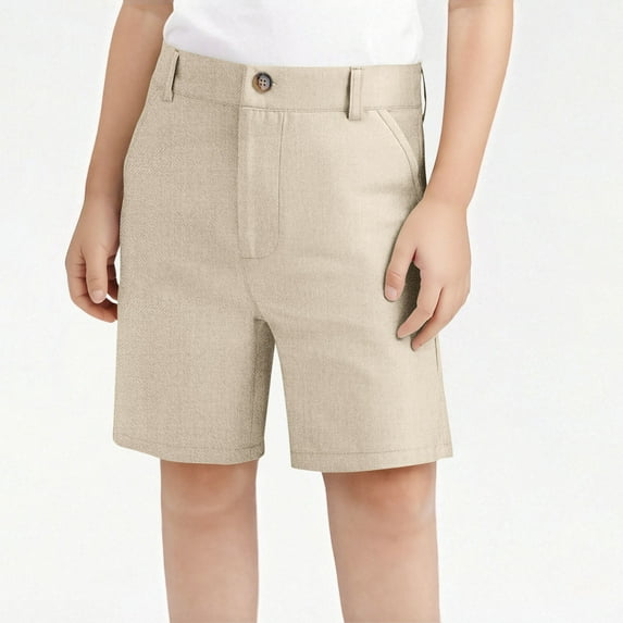 Favoffer Summer Unisex Kids Solid Color Shorts Mid-Rise Wrinkle-Resistant Suit Free Versatile Short Pants Casual Travel Party Outdoor 3-18Y