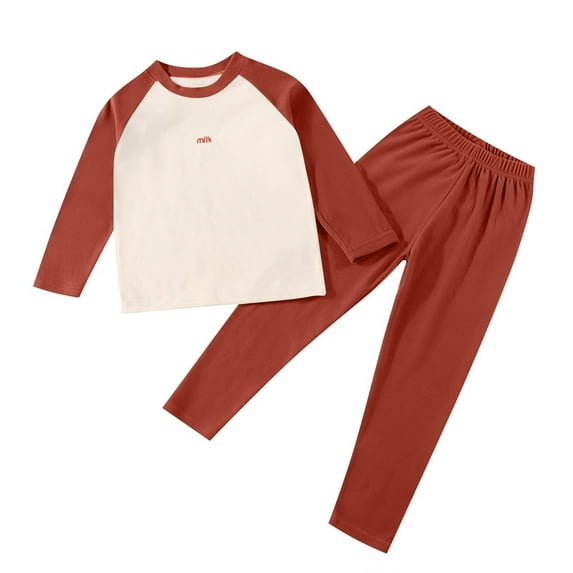 Favoffer Toddler 2-Piece Set Fall Winter Thermal Base Layer German Velvet Warm Bottom Clothes Raglan Sleeve Crewneck Top Pants Boys Girls 1-14Y
