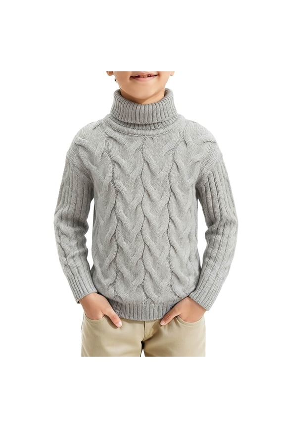 Toddler Baby Boys Girls Knit Sweaters Cable Turtleneck High Collar Fall Winter Soft Warm Sweater Pullover Cotton Base Layer Tops 1-10Y