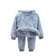 thumbnail image 1 of Favoffer Toddler Baby Fleece Set Boys Girls Winter Pajama Set Plush Warm Two-Piece Outfit Pullover Sweatshirt Sweatpants 1-11Y, 1 of 4