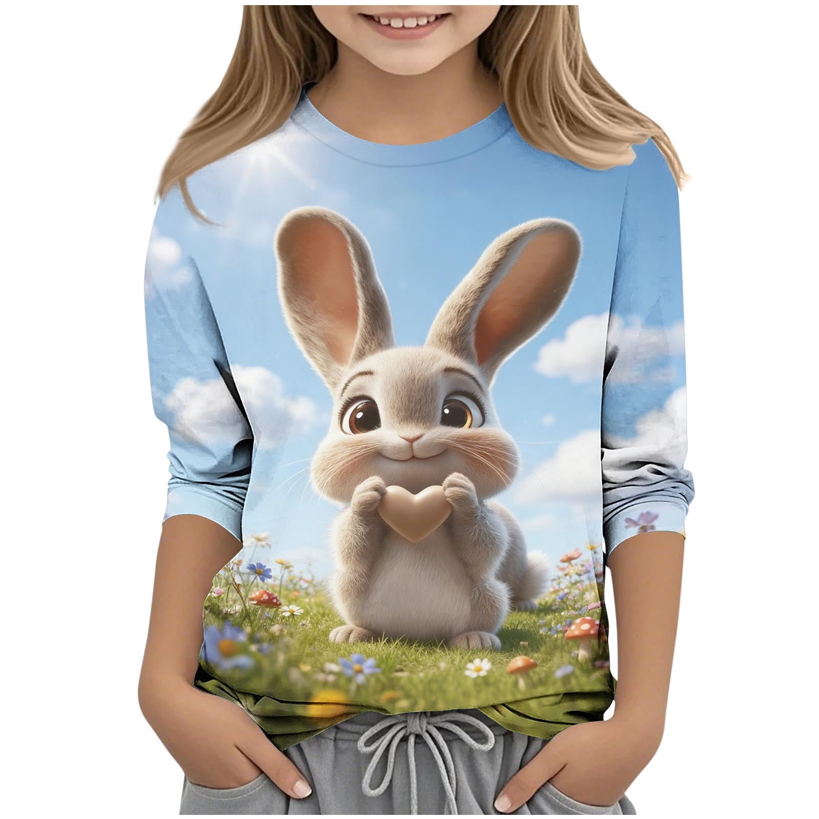 Favoffer Toddler Big Kid Boys Girls 3/4 Sleeve Tee Spring Easter Print ...