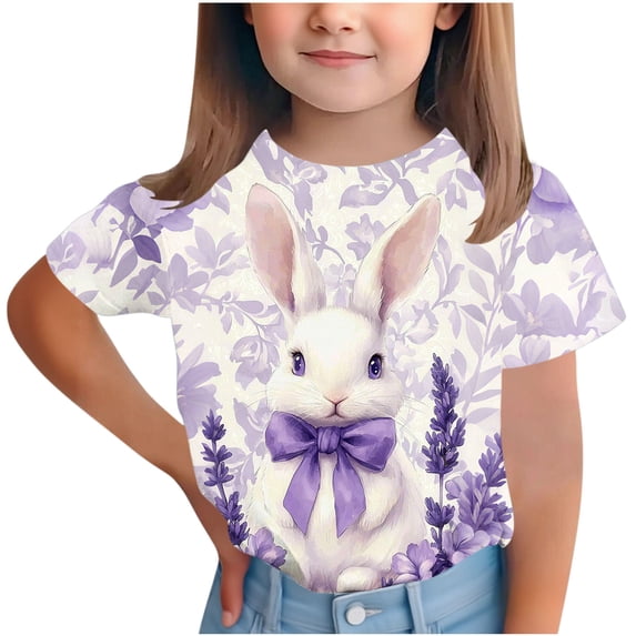 Favoffer Toddler Big Kid Boys Girls Short Sleeve Tee Spring Easter Print Casual Crew Neck Versatile Basic Top for Daily School Party Holiday Sizes 3-15Y
