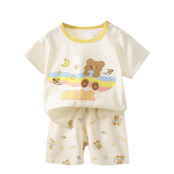 Favoffer Toddler Boys Colorful Short-Sleeve Crewneck Outfit Set, Animal Car Graphic Tee and Shorts Set, 2PC Daily Outdoor Playtime Casual Wear, 6M-9Y Summer Clothes