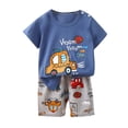 thumbnail image 1 of Favoffer Toddler Boys Colorful Short-Sleeve Crewneck Outfit Set, Animal Car Graphic Tee and Shorts Set, 2PC Daily Outdoor Playtime Casual Wear, 6M-9Y Summer Clothes, 1 of 3