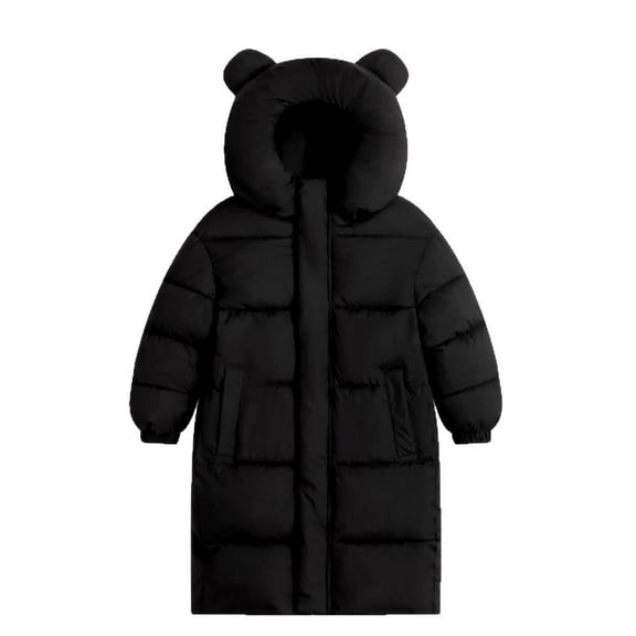 Favoffer Toddler Boys Girls Coats Puffer Padded Jacket for Kids Light Outwear Cute Bear Ears with Hoods Clothing Fall Winter Knee-Length Thickened 2-12Y