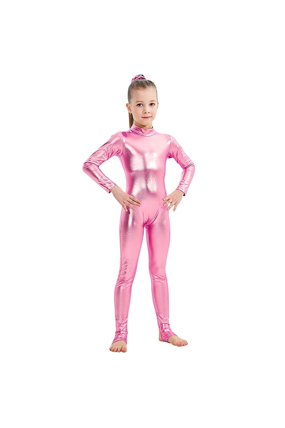 Toddler Boys Girls Jumpsuit Summer Solid Color Elastic Waist Shiny Zipper Back Fitted Dance Wear Performance Activity Daily 1-12Y