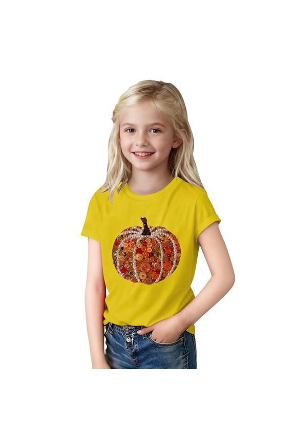 Toddler Boys Girls T-Shirt Valentine's Day Print Short-Sleeve Thanksgiving Gift Casual Cotton Top for Parties, Daily Play, Family Outings 3-10Y
