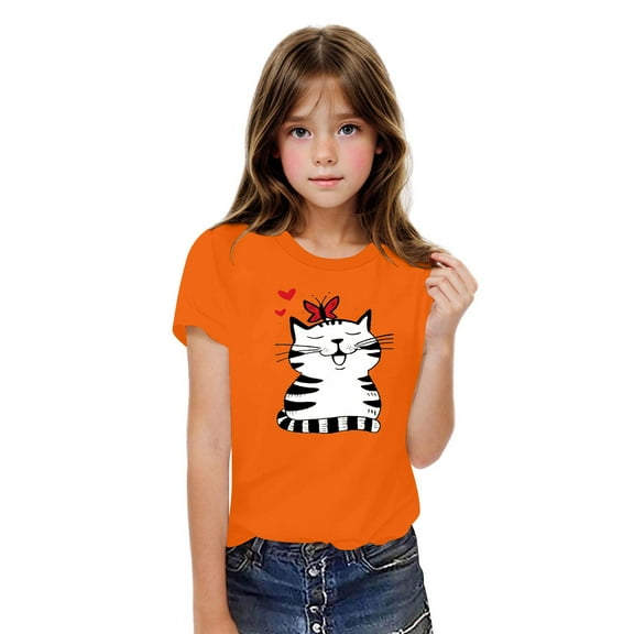 Favoffer Toddler Girl Butterfly Graphic T-Shirts with Short Sleeve, Boys Cute Multicolor Loose Fit Round Neck Top,Casual Home Play Sizes 3-10