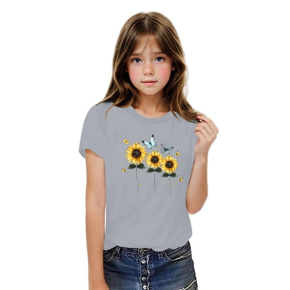 Favoffer Toddler Girl Butterfly Graphic T-Shirts with Short Sleeve, Boys Cute Multicolor Loose Fit Round Neck Top,Casual Home Play Sizes 3-10
